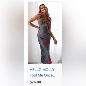 NWT Hello molly midi dress green floral print, size XL, true to size